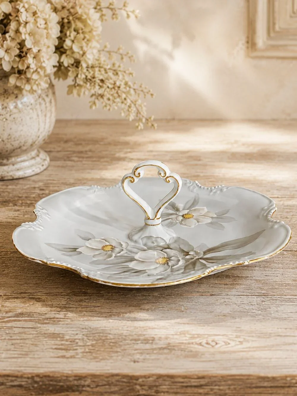 Vintage Noritake Cake Serving Plate Floral Transferware